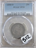 1850-O Seated 25C PCGS VF20