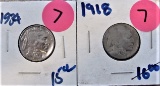 1934, 1918 Buffalo Nickels