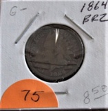 1864 BRZ Indian Head Cent G-