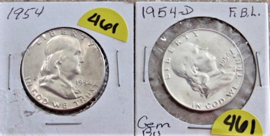 1954 P-D Franklin Half Dollars