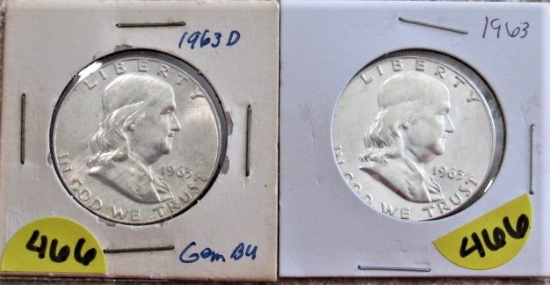 1963 P-D Proof Franklin Half Dollars