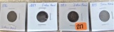1886, 87, 92, 93 Indian Head Cents