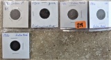 1893, 1902, 06, 06, 06 Indian Head Cents