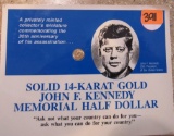 Solid 14 Karat Gold John F Kennedy Half Dollar