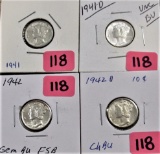 1941 P&D, 1942 P&D Mercury Dimes