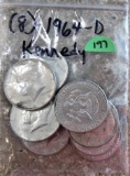 (8) 1964-D Kennedy Half Dollars