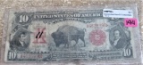 Well-Circulated Bison $10 United States Bill