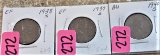 1938-S, 39-S, 40-S Lincoln Cents