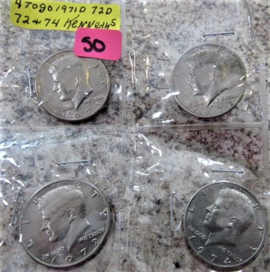 (4) Kennedy Half Dollars