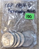 (6) 1964-D Kennedy Half Dollars