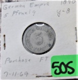 1890 German Empire Coin