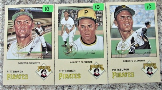 (3) Roberto Clemente Post Cards