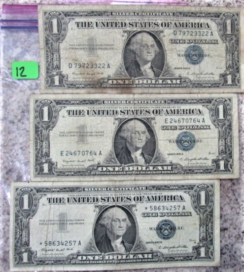 (3) 1957-A Silver Certificates $1