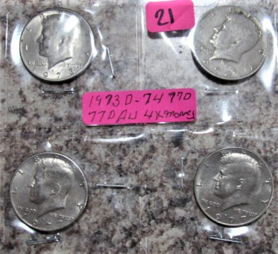 1972-D, 74, 74-D, 77-D Kennedy Halves