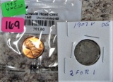 1945 Lincoln Head Cent, 1907 V Nickel