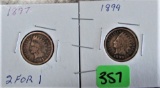 1897, 1899 Indian Head Cents