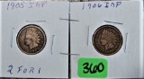 1905, 1906 Indian Head Cents