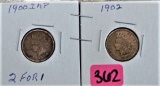 1900, 1902 Indian Head Cents