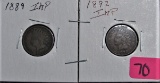 1889, 1892 Indian Head Cents