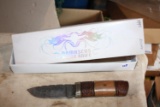 Vintage Damascus blade hunting knife original box