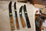 Large early skinning knife and butcher knives