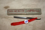 Straight razor with box. Red Imp blade