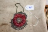 Antique glass bead pocket purse