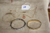 Vintage Bracelets and Necklace, Two Whiting and Davis, One bracelet. No marks