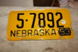 1953 license plate with year tag