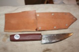 Hand made John Mohr hunting knife in sheath