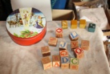 Childs antique toy wood blocks