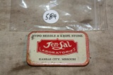 Jen-Sal adver. Celluloid needle knife honing stone. Pocket size. Kansas city MO