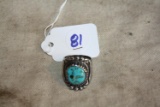 Vintage southwest silver with turquoise ring 8.5