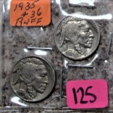 1935, 1936 Buffalo Nickels