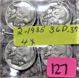 (2) 1935, 1936, 1937 Buffalo Nickels