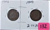 1902, 1903 Indian Head Cents