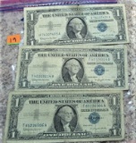 (3) 1957B Silver Certificates