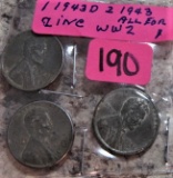 (1) 1943, (2) 1943 Zinc Cents