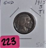 1913-S T1 Buffalo Nickel