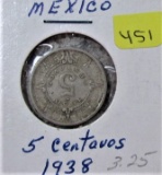 1938 Mexico 5 Centavos