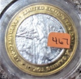 Limited Edition 10 Dollar Gaming Token .999 Fine Silver