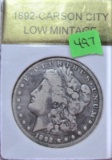 1892 Carson City Low Mintage E Pluribum Unum Silver Dollar