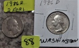 (2) 1986-D Washington Quarters