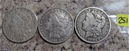 1887-O, 1896-O, 1900-O Morgan Dollars