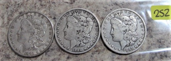 1881, 1884-O, 1897-O Morgan Dollars