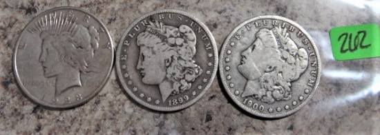 1923-S Peace, 1899-O, 1900-O Morgan Dollar