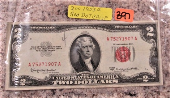 $2 1953E Red Dot
