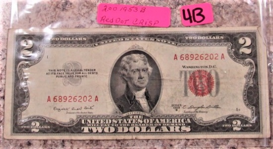 $2 1953B Red Dot