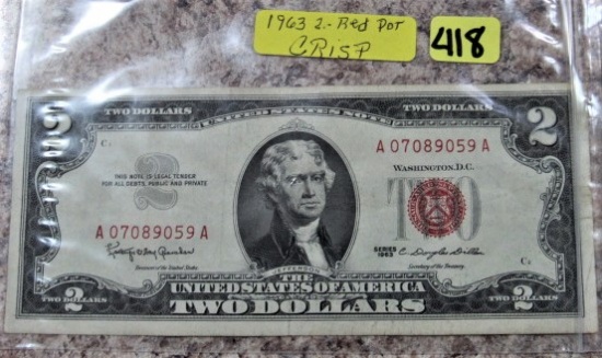 1963 $2 Red Dot