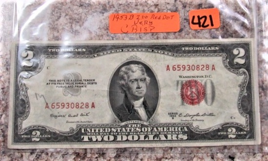 1953B $2 Red Dot